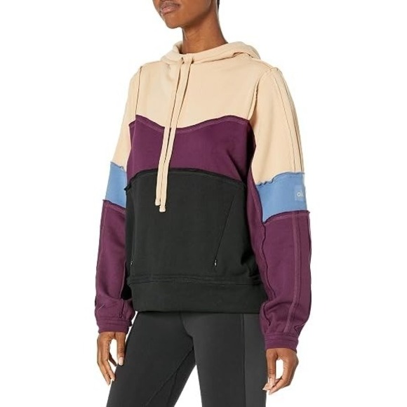 ALO Yoga Tops - ALO YOGA Womens Hoodie Patchwork Colorblock Athleisure Oversized Dimension- Sz M